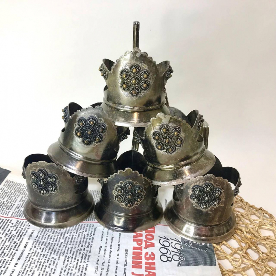 Подстаканник, мельхиор, винтаж, СССР. Картинка 1